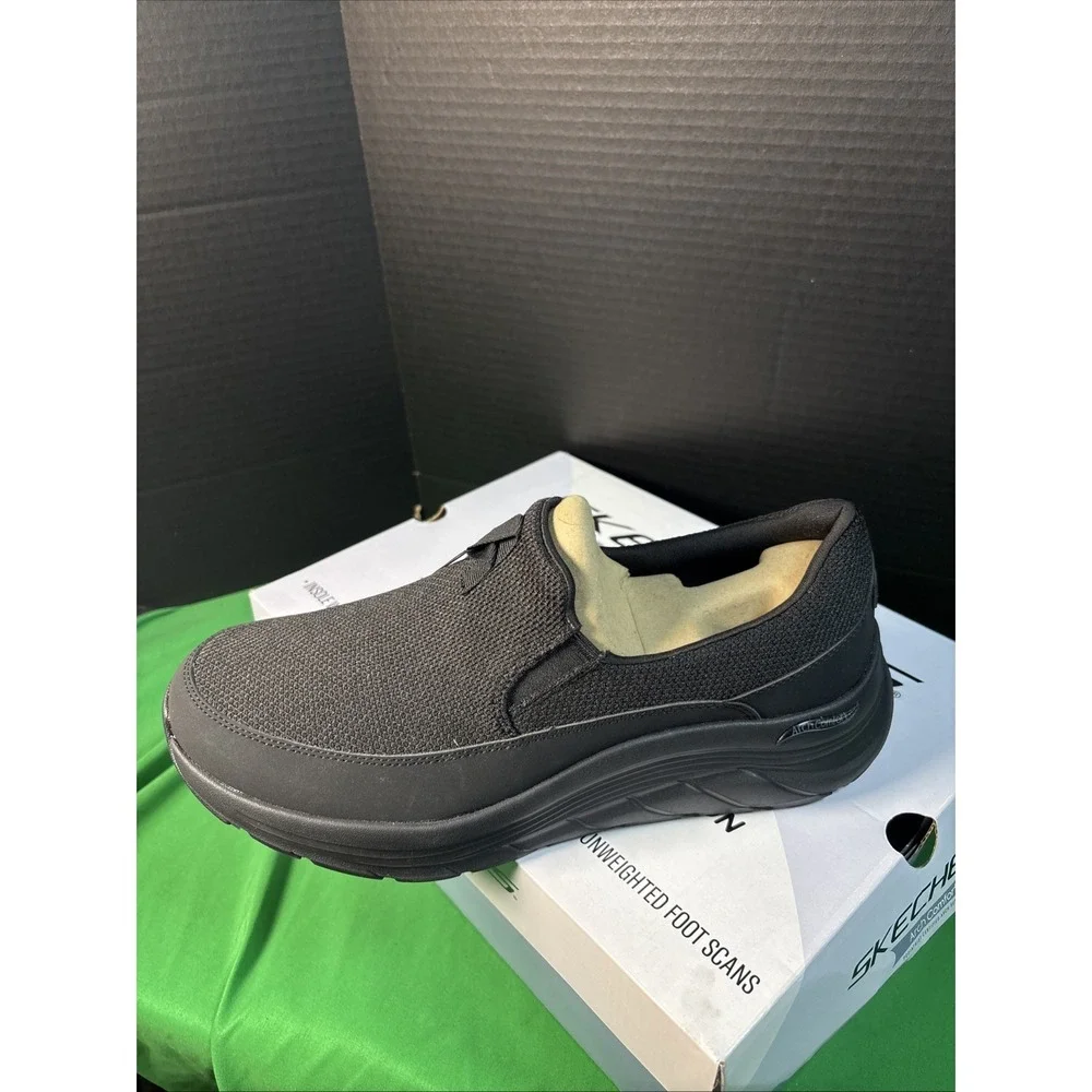 Skechers Mens Arch Comfort Flex Sneaker Black Slip On 9